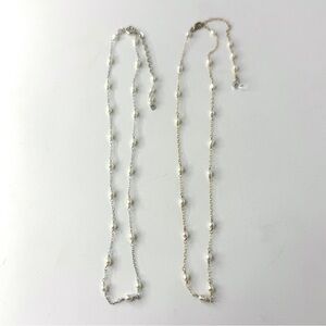 Floating Small White Pearl Necklace, 14k Gold Filled or Sterling Silver